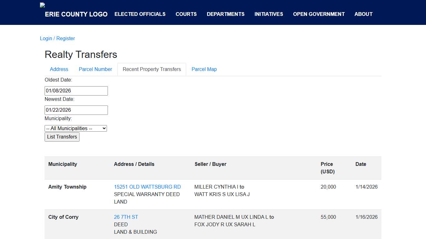 Recent Property Transfers