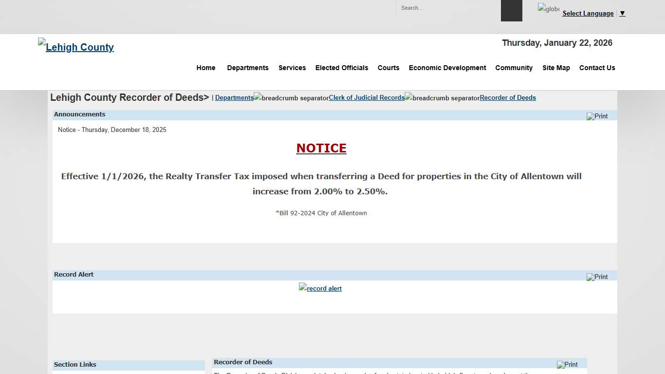 Lehigh County Recorder of Deeds